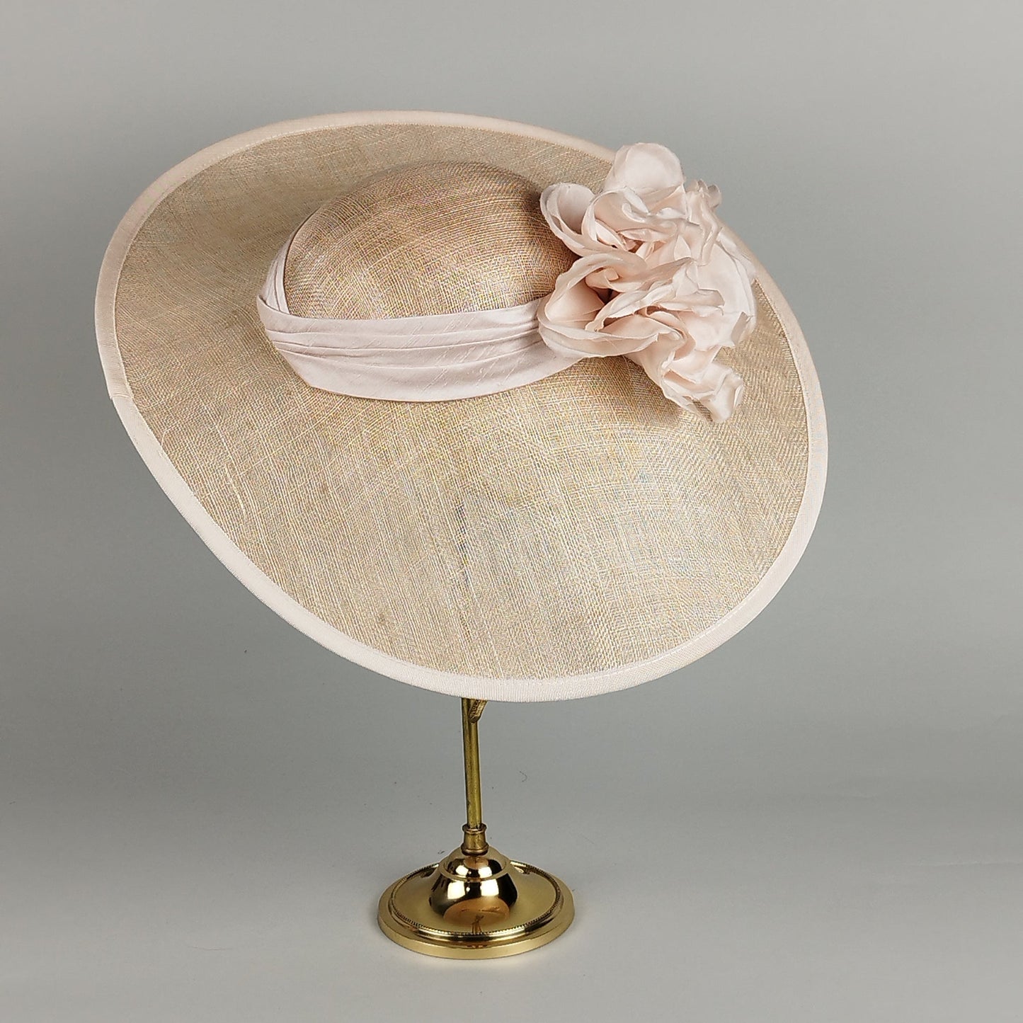 Blush Blooms - Pale Pink Wedding Hat with Silk Flowers