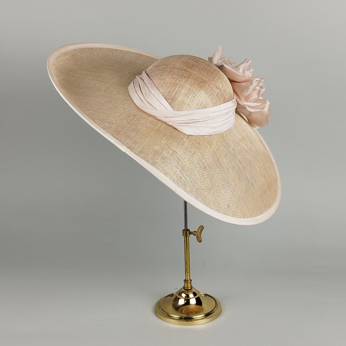 Blush Blooms - Pale Pink Wedding Hat with Silk Flowers