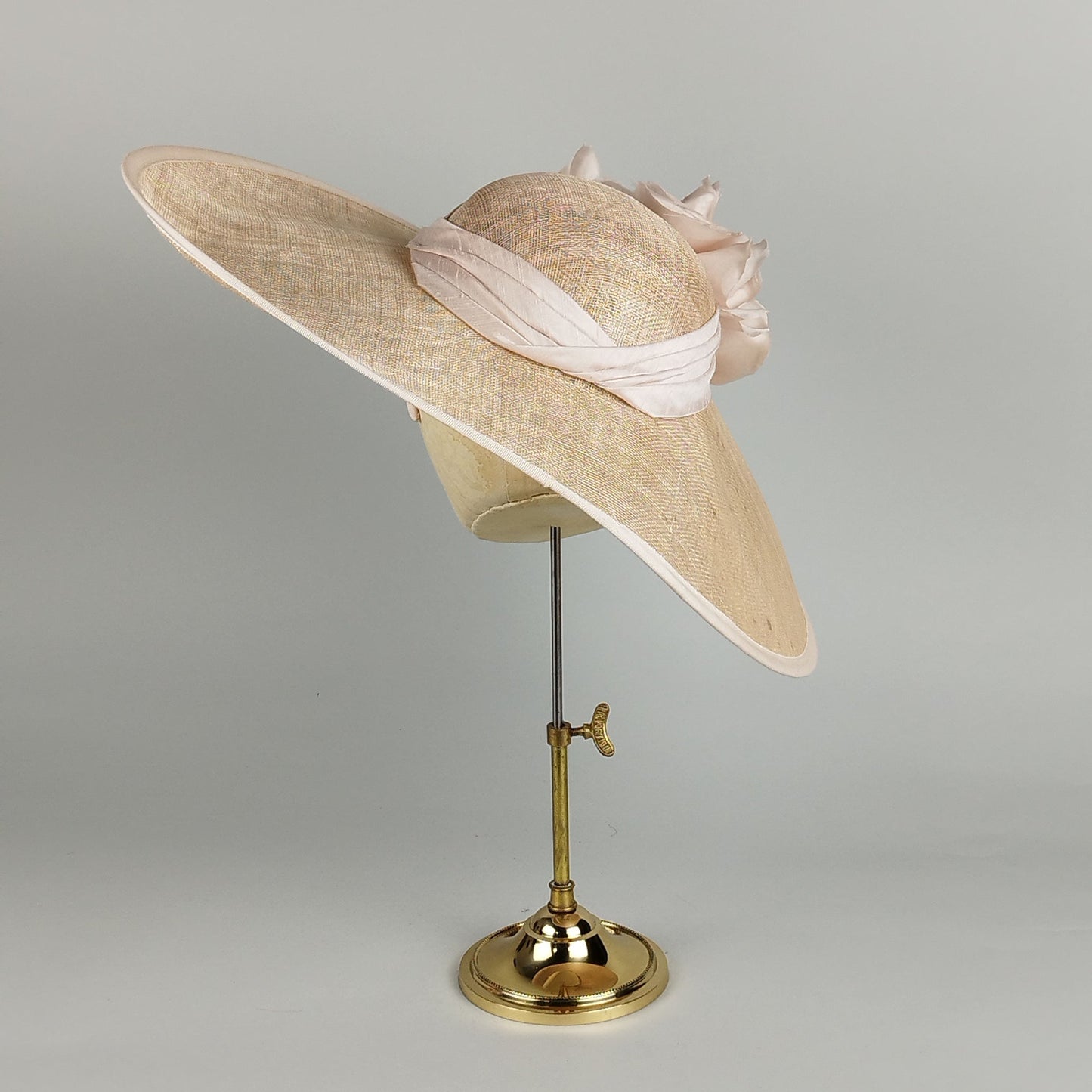 Blush Blooms - Pale Pink Wedding Hat with Silk Flowers