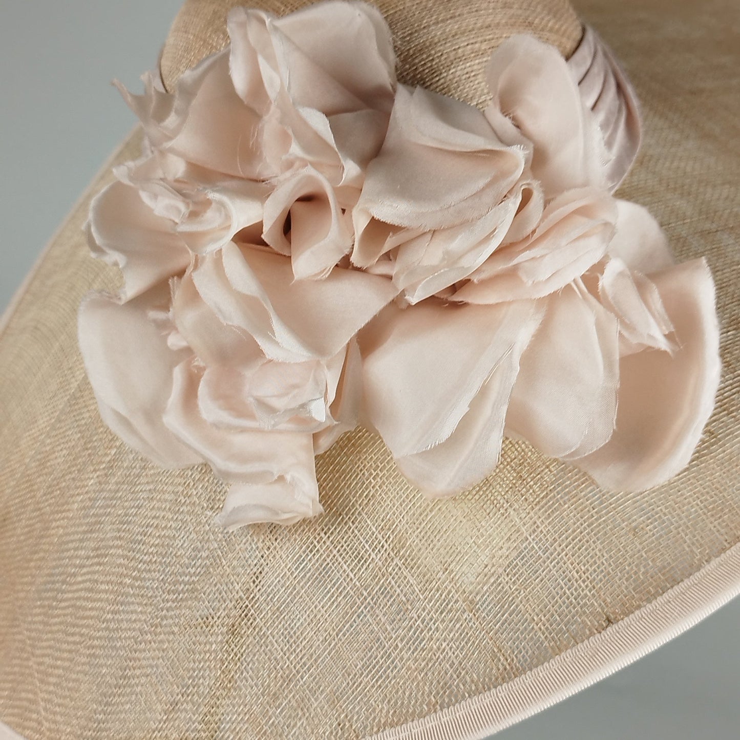 Blush Blooms - Pale Pink Wedding Hat with Silk Flowers