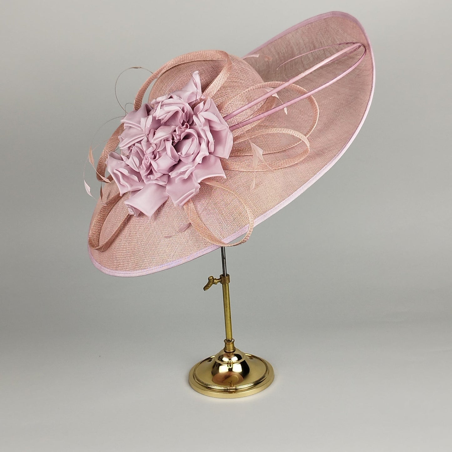 Blush Perfection - Blush Pink Hat with Silk Flowers and Feathers