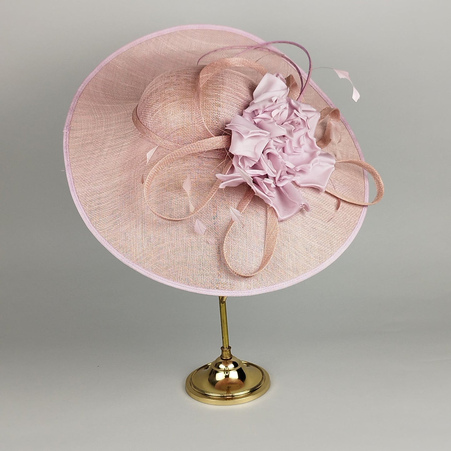 Blush Perfection - Blush Pink Hat with Silk Flowers and Feathers