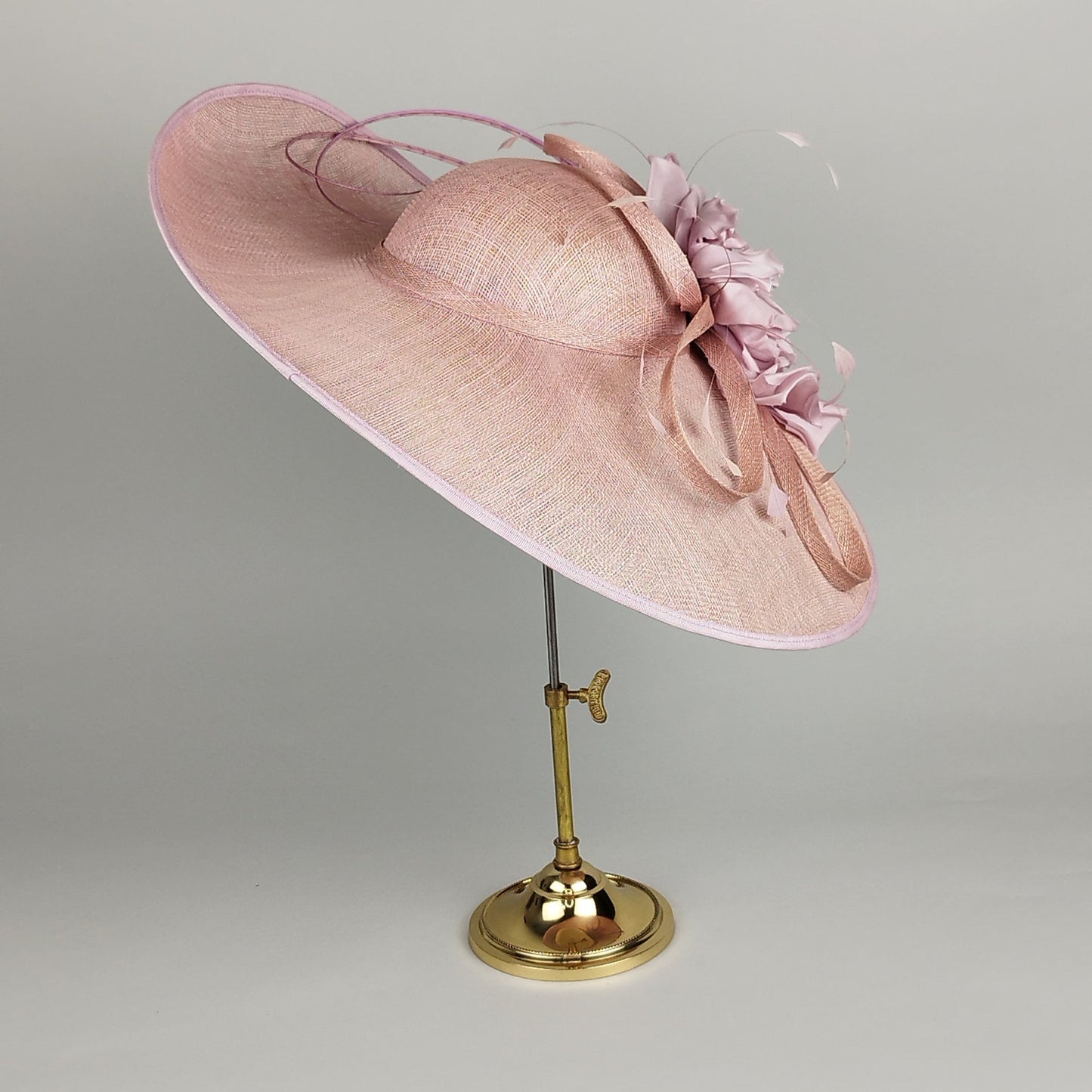 Blush Perfection - Blush Pink Hat with Silk Flowers and Feathers