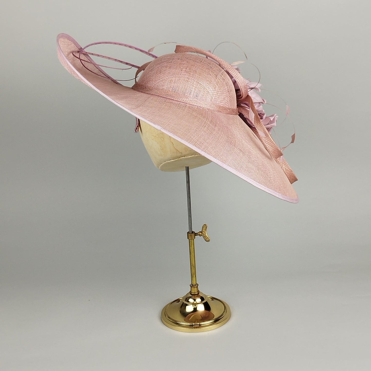 Blush Perfection - Blush Pink Hat with Silk Flowers and Feathers