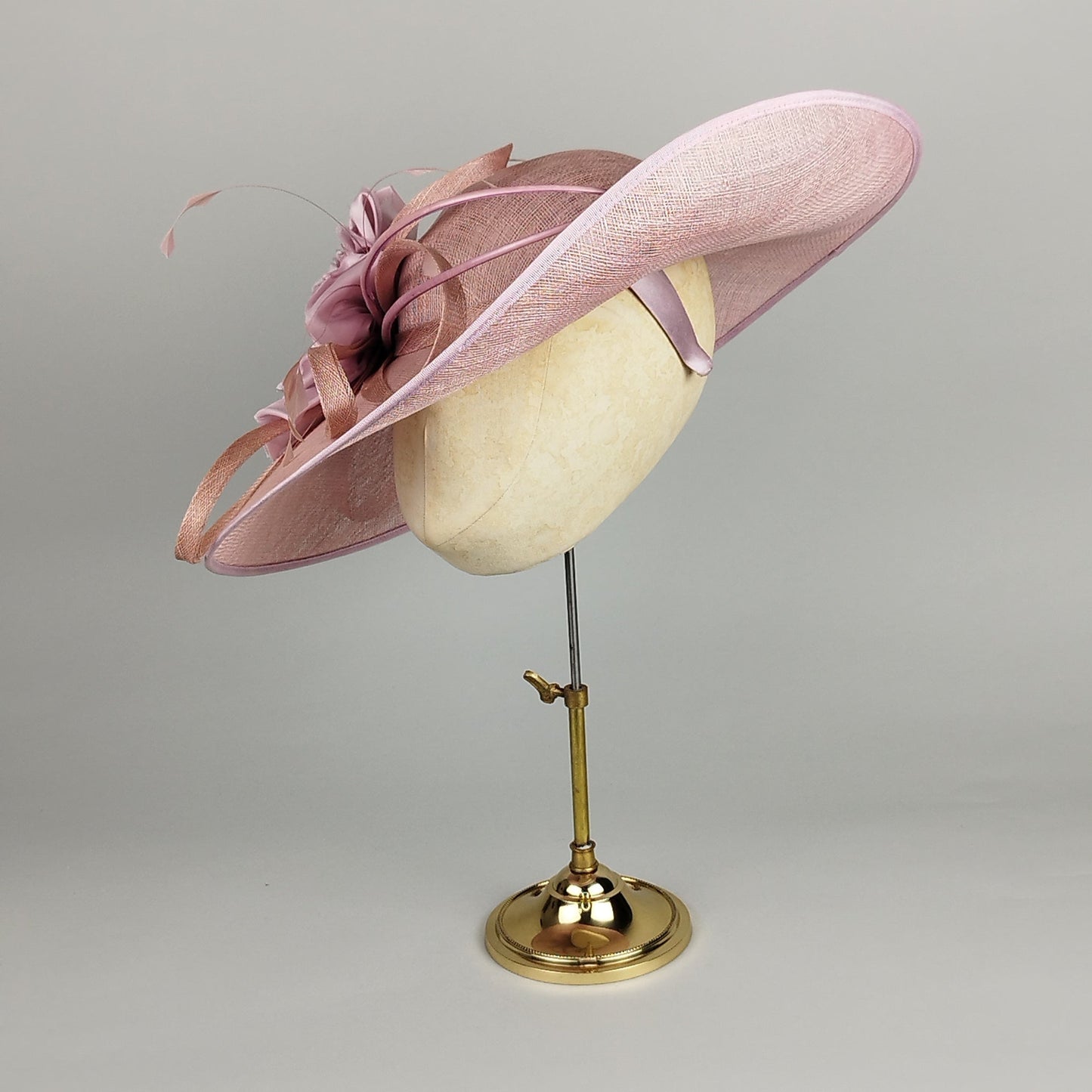Blush Perfection - Blush Pink Hat with Silk Flowers and Feathers