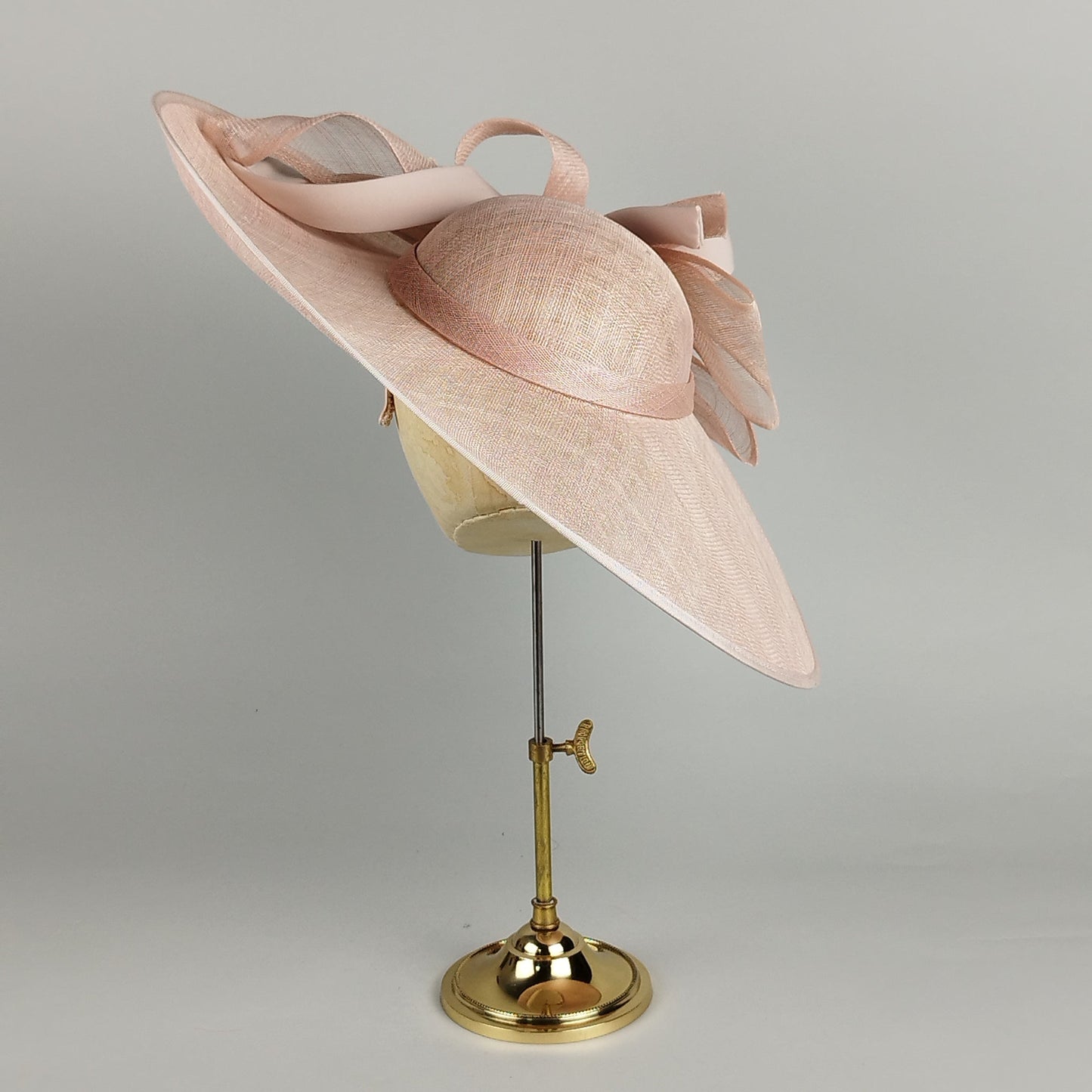 Delicate Lace - Pale Pink Wedding Hat with Lace and Loops