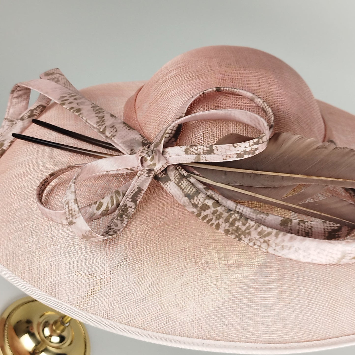 Dusty Rose Elegance - Slanted Brim Hat with Snake Skin Trim
