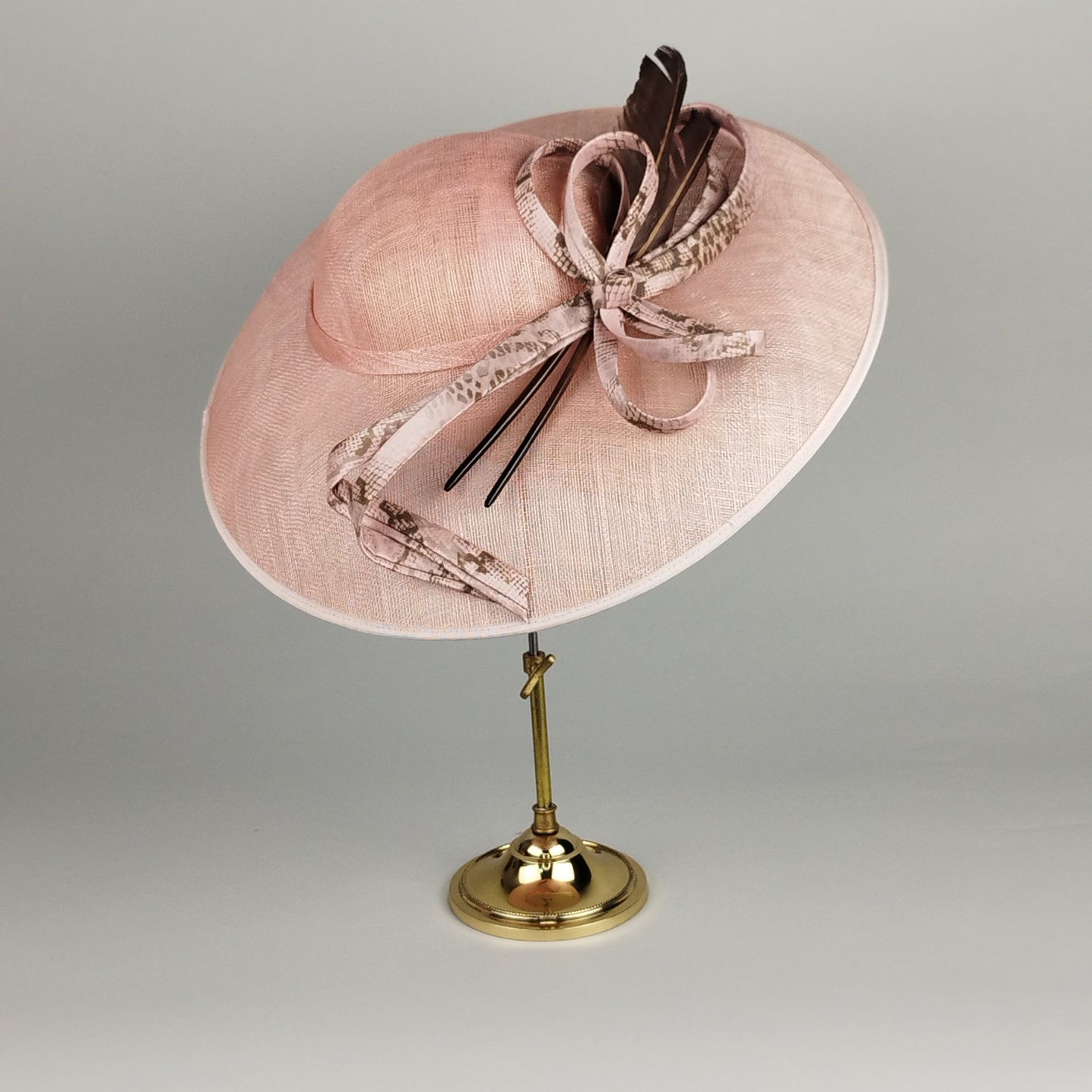 Dusty Rose Elegance - Slanted Brim Hat with Snake Skin Trim