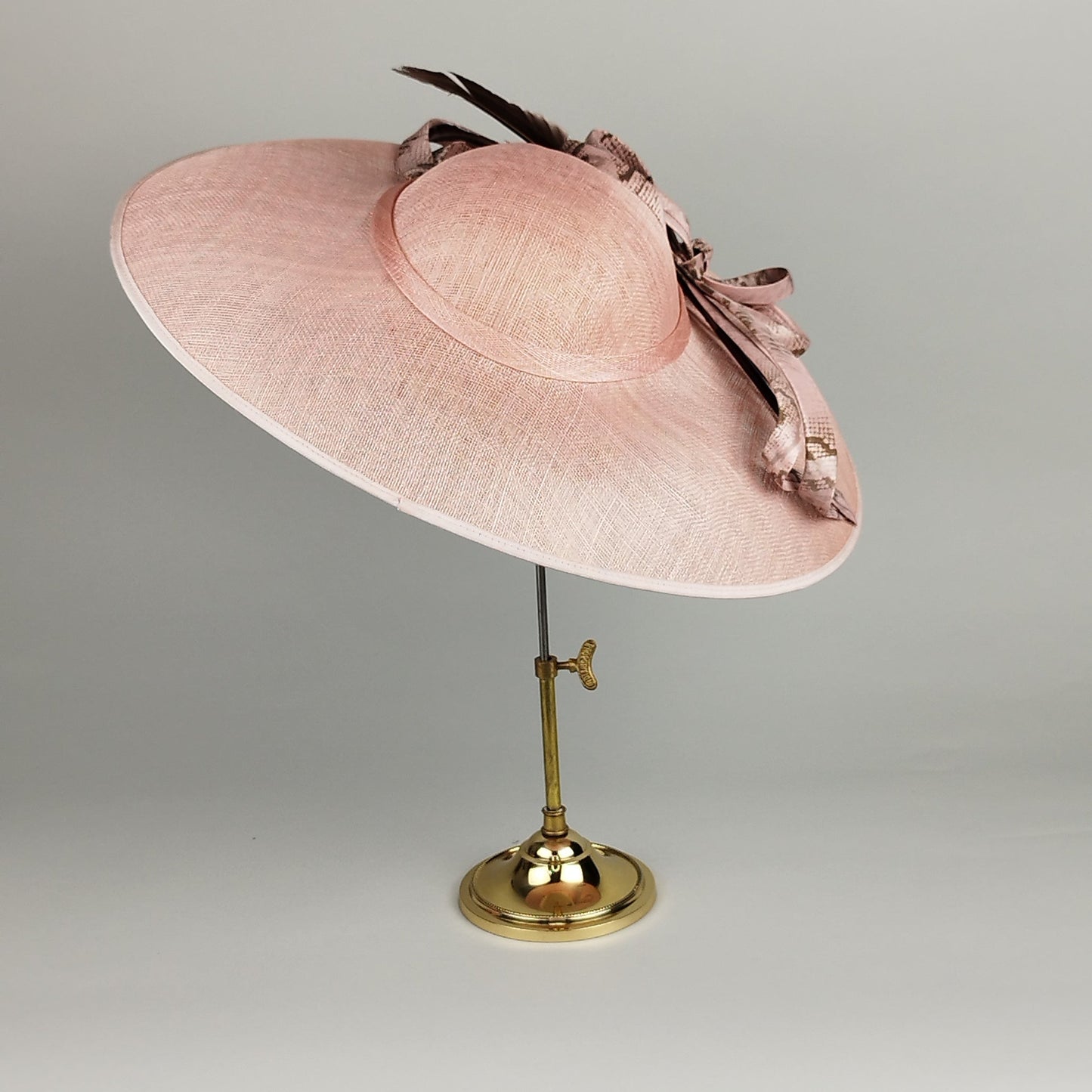 Dusty Rose Elegance - Slanted Brim Hat with Snake Skin Trim