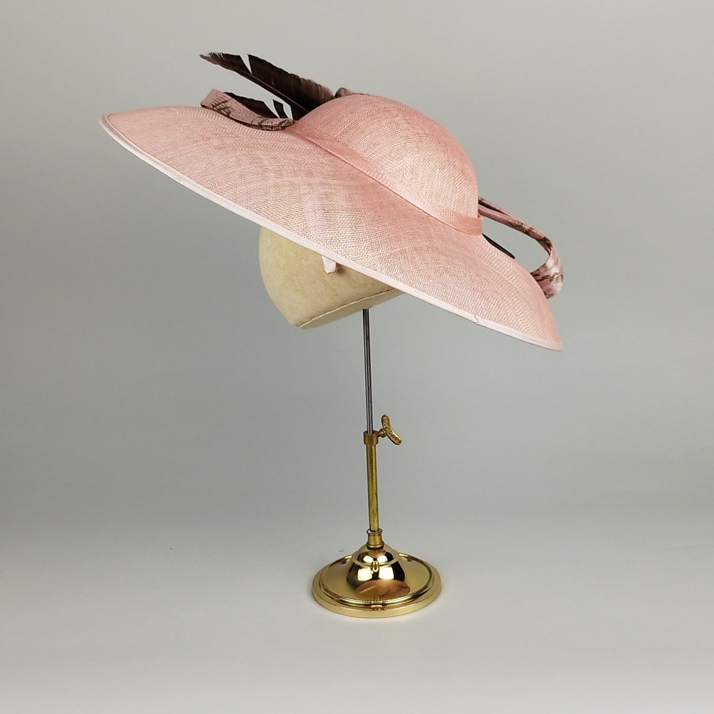 Dusty Rose Elegance - Slanted Brim Hat with Snake Skin Trim