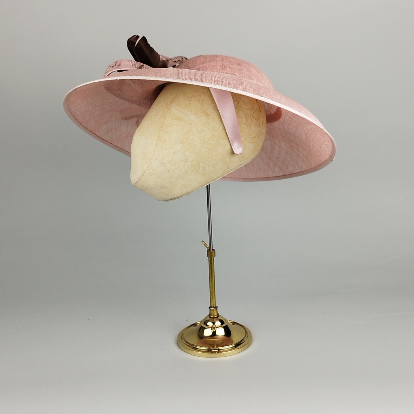 Dusty Rose Elegance - Slanted Brim Hat with Snake Skin Trim