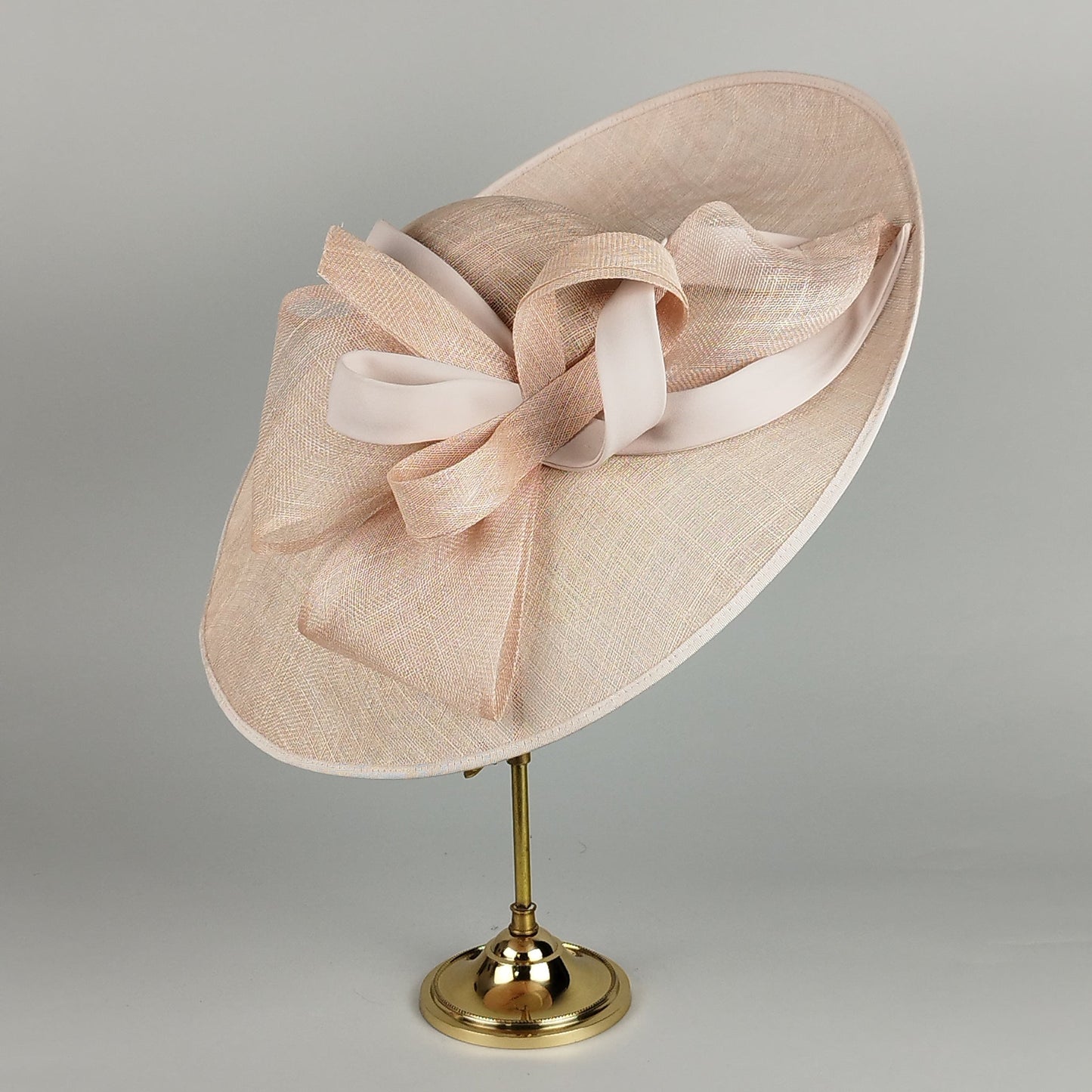 Ethereal Loops - Pale Pink Sinamay Hat with Loops and Swirls