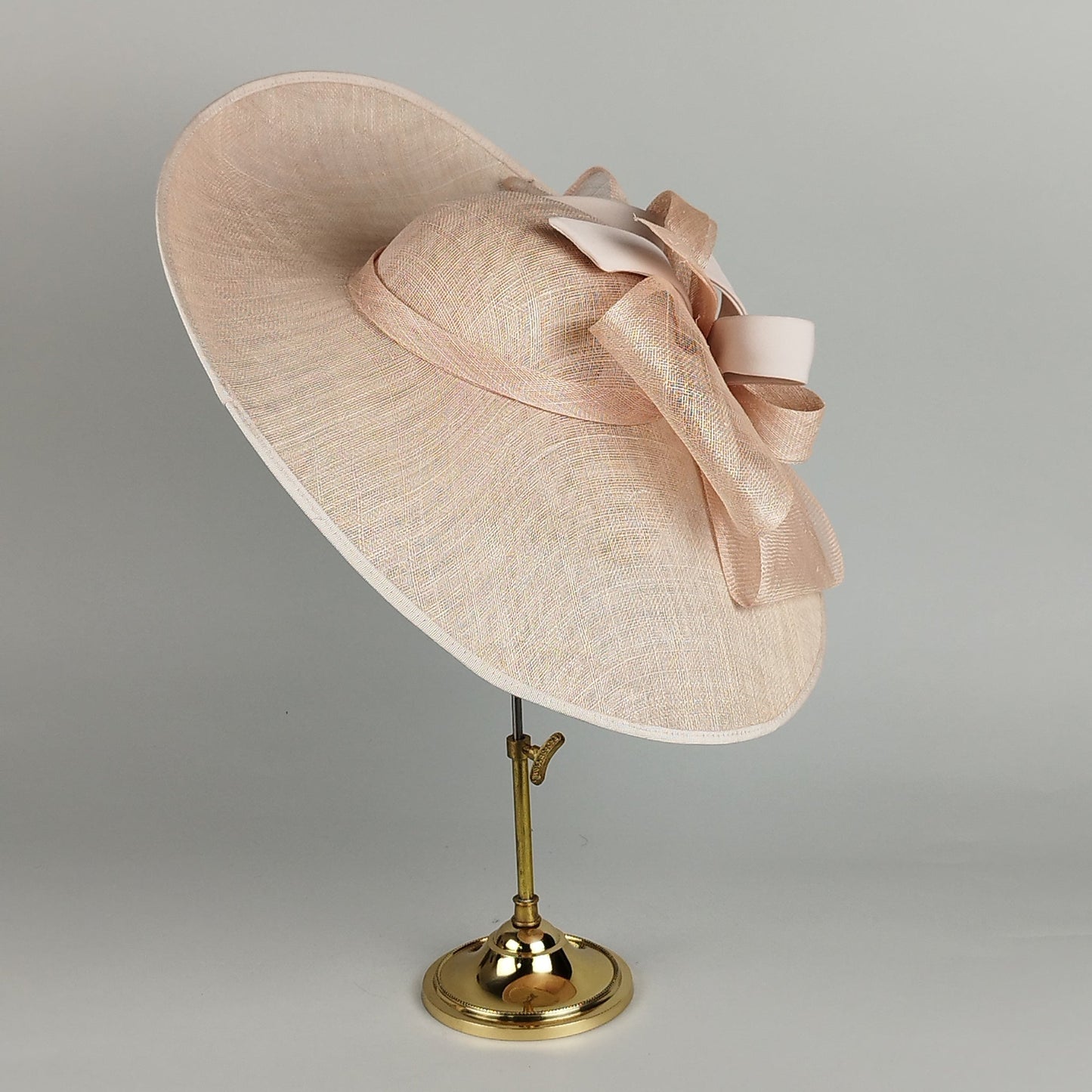Ethereal Loops - Pale Pink Sinamay Hat with Loops and Swirls