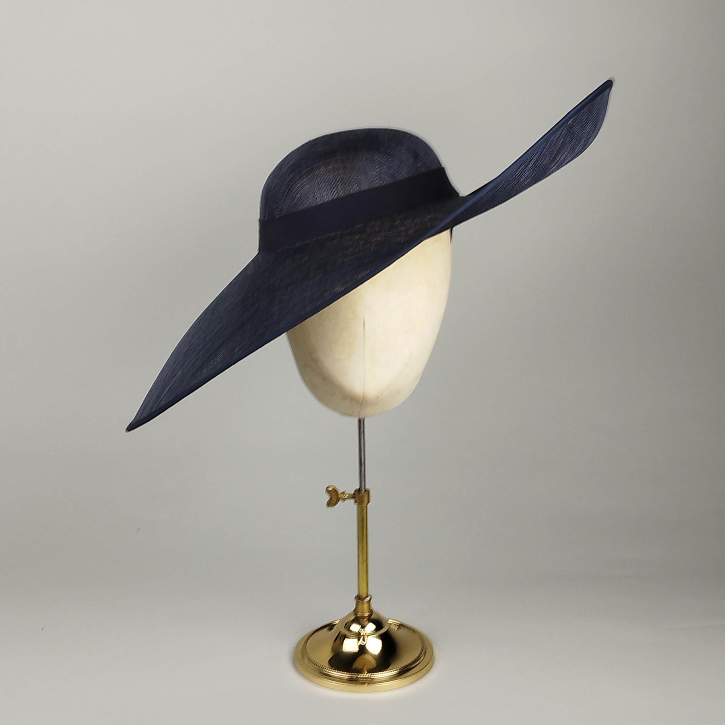 Navy sloped wedding hat with customizable design options