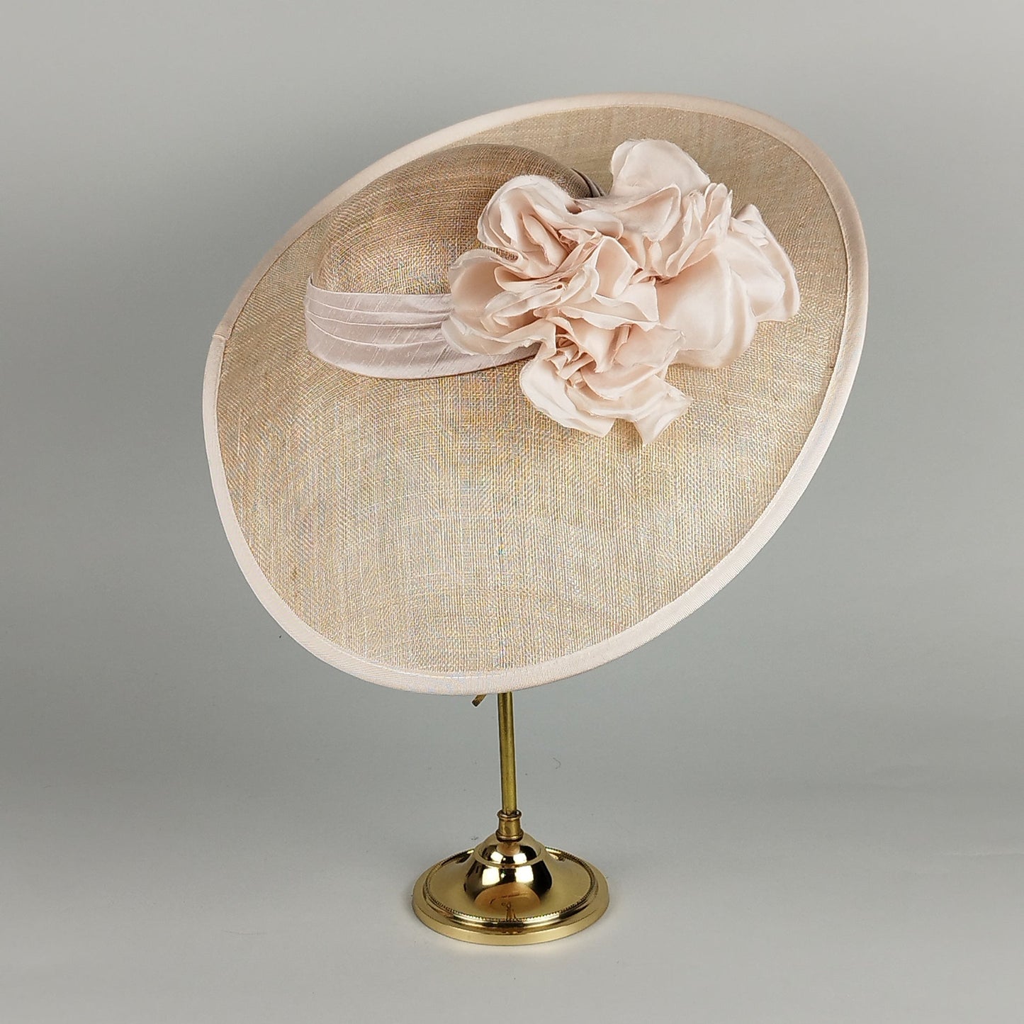 Blush Blooms - Pale Pink Wedding Hat with Silk Flowers