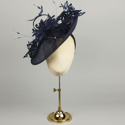 Navy Feather Fascinator
