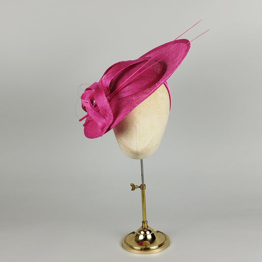 Hot pink vintage-style hatinator with dramatic brim - elegant occasion hat